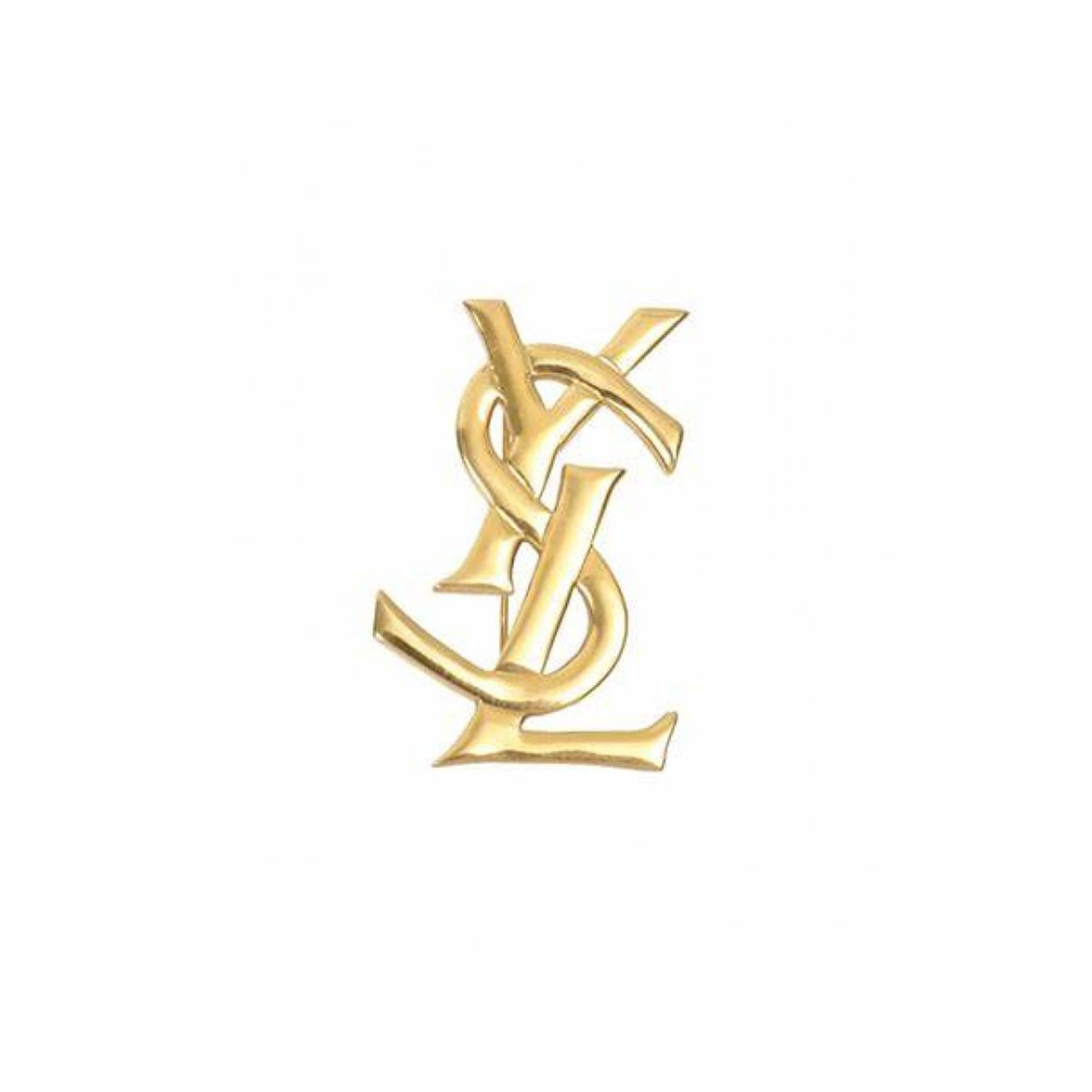 YSL LOGO GOLD BROOCH 